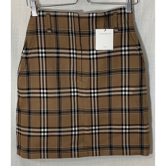 NWT Sandro Paris Plaid A-Line Skirt - Picture 3 of 8